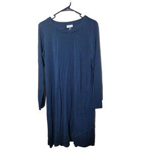 J Jill Pure Jill Midi Sweater Dress Sz M Blue Long Sleeve Pockets Classic Casual